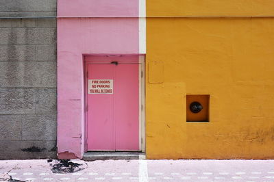 Closed door of building