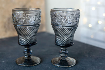 Close-up of beer glass on table