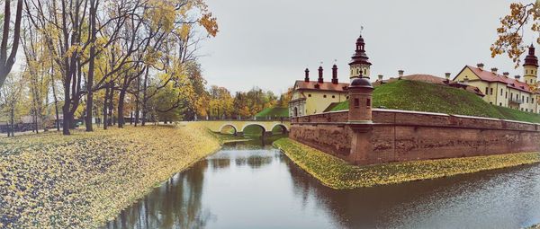 View of bridge over river in city