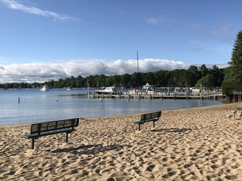 Scenic view of beach against sky