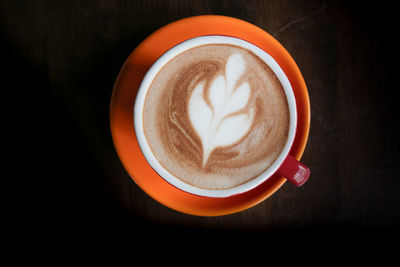 Directly above shot of cappuccino on table