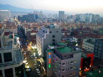 High angle view of city street