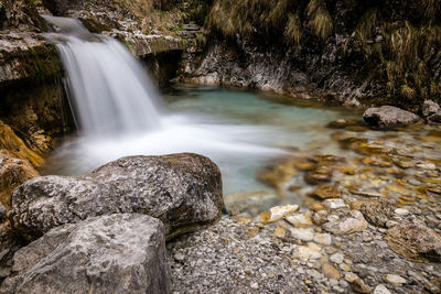 Scenic view of waterfall in forest