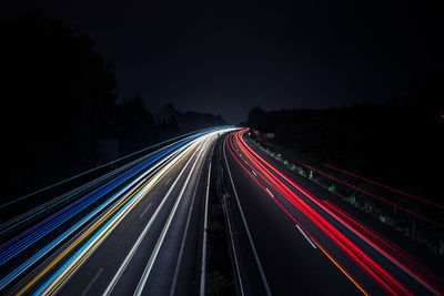 Light trails on highway at night