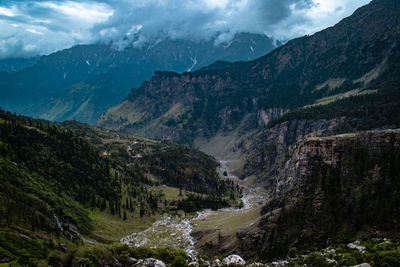 Scenic view of mountains against sky