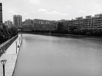 View of cityscape with river in background