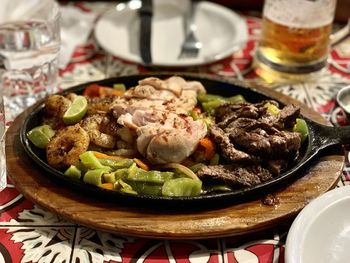 High angle view of food on table