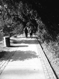 Men on road amidst trees