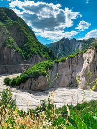 Lahij mountains in azerbaijan. scenic view of mountains against sky