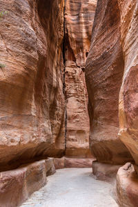 The siq, a sandstone canyon in petra, jordan, on the way to the treasury