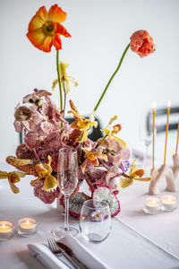 Close-up of flowers on table