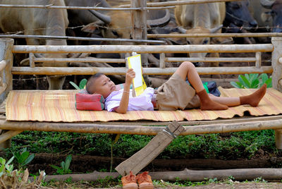 People relaxing outdoors