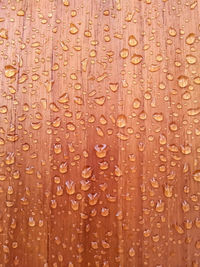 Full frame shot of raindrops on glass