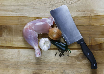 High angle view of chopped vegetables on cutting board