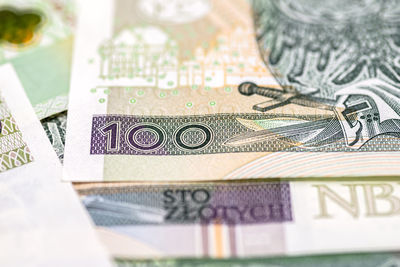 Close-up of coins on table