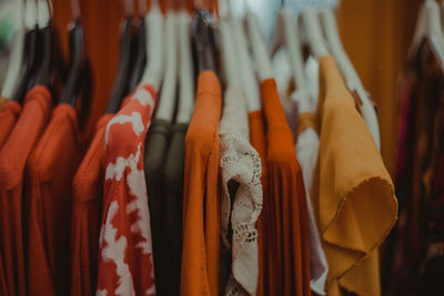 Close-up of clothes for sale in market