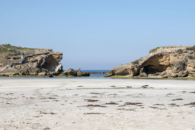 Scenic view of sea against clear sky