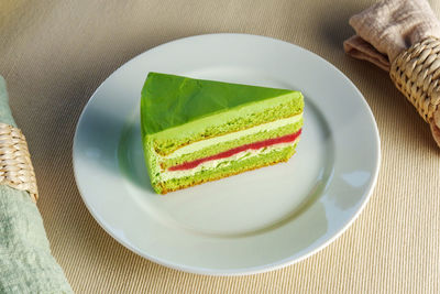 High angle view of breakfast on table