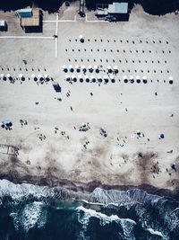 High angle view of people on beach