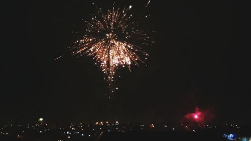 Low angle view of firework display