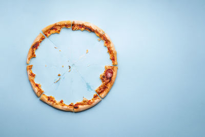 Directly above shot of cake on white background