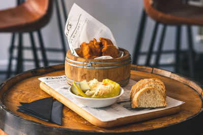 Close-up of food on table