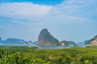 View of the paradise beautiful mountains of samet nang phi phang nga