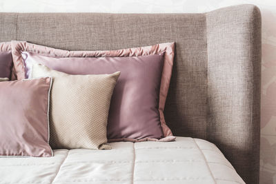 Pillows on bed at home