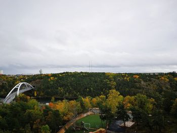 Trees on landscape against sky