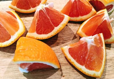 Close-up of chopped fruits on table