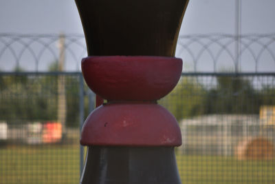 Close-up of red object on wall