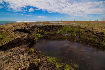 Scenic view of land against sky