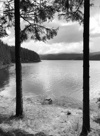 Scenic view of lake against sky