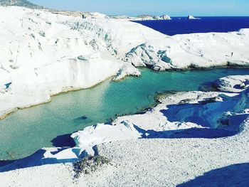 Scenic view of frozen lake against sky