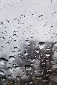 Full frame shot of raindrops on glass window