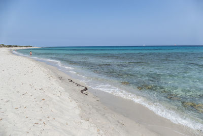 Scenic view of beach against clear sky