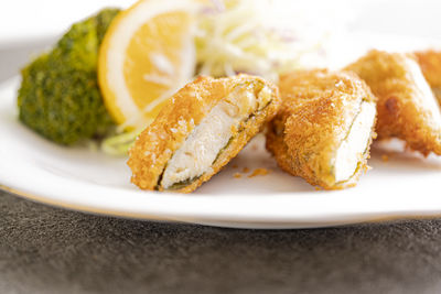 Close-up of food in plate on table