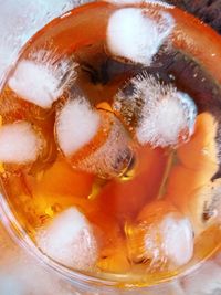 High angle view of ice cream in glass