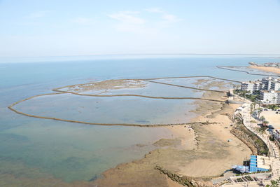 High angle view of beach against sky