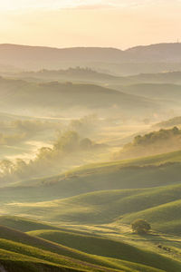 Scenic view of landscape against sky during sunset