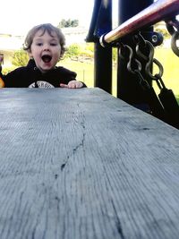 Portrait of cute boy outdoors