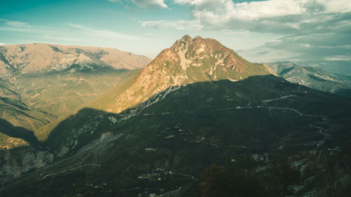 Scenic view of mountains against sky