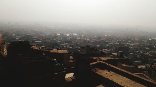 High angle view of buildings in city