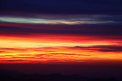 Scenic view of dramatic sky during sunset