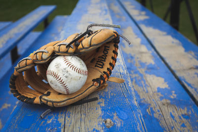 High angle view of ball on table