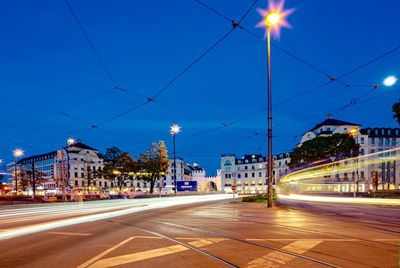 Light trails on city street at night