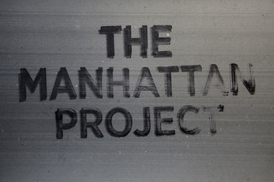 Close-up of text on wall