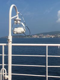 Ship in sea against sky