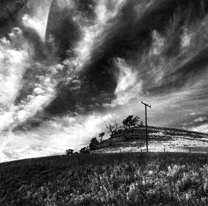 Scenic view of field against cloudy sky