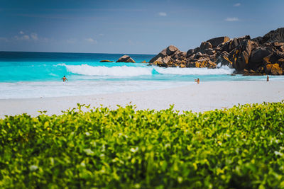 Scenic view of beach against sky